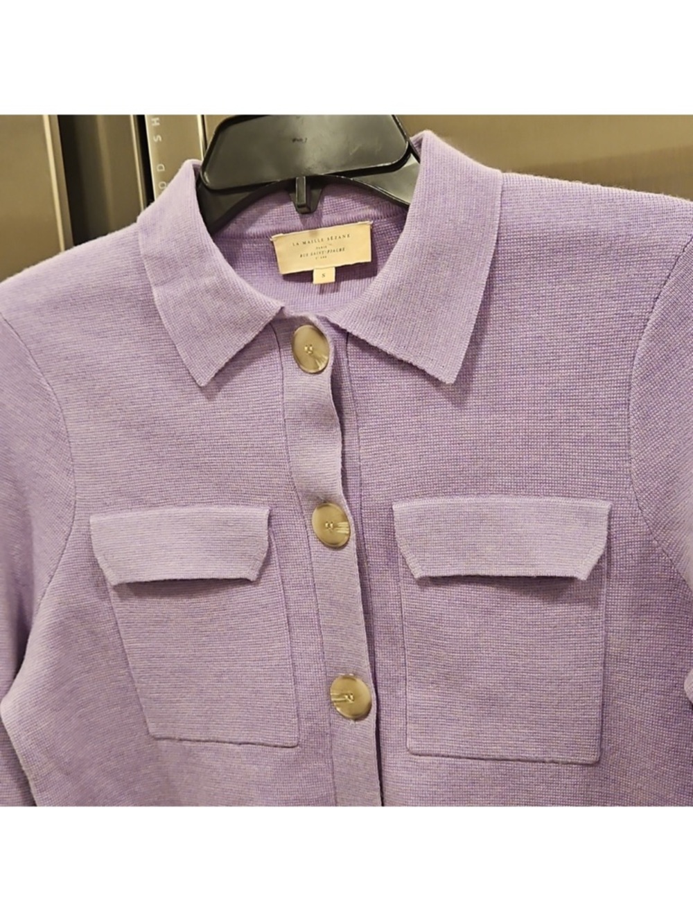 Sézane Lilac Button-Front Knit Jacket - Picture 6 of 15